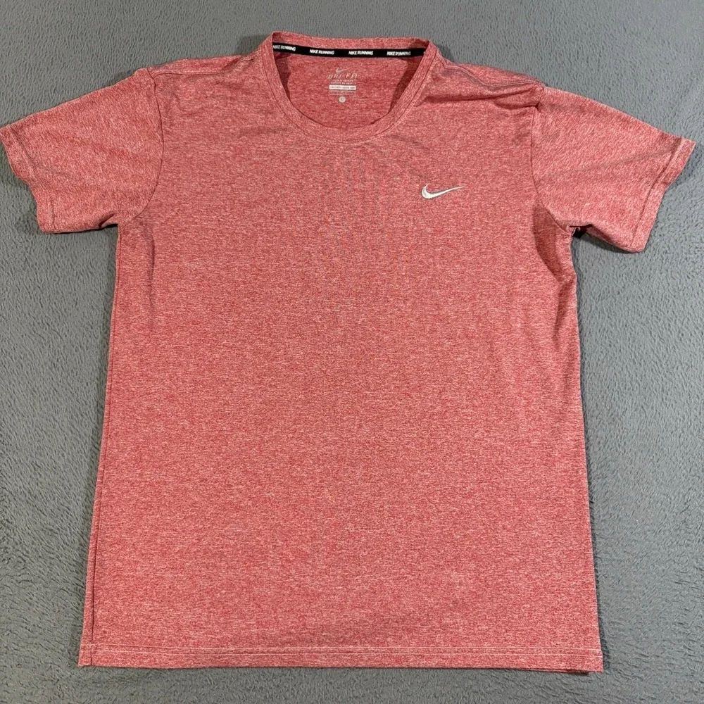 Nike Running Shirt Mens Large Heather Red Dri Fit Short Sleeve Athletic Top